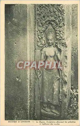 Cartes postales Ruines d Angkor Le Bayon Sculptures decorant les pilastres et tableaux