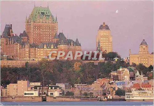 Moderne Karte Quebec Le Chateau Frontenac perche sur le Cap Diamant dominant la Vieille ville et le fleuve St