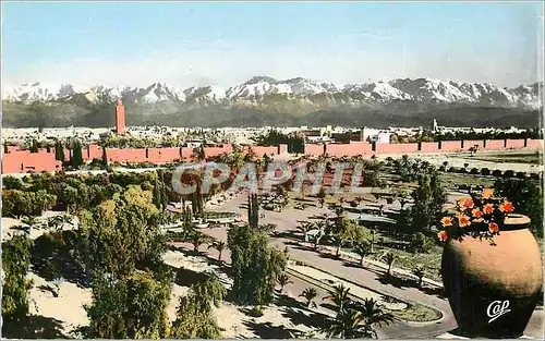 Cartes postales moderne Marrakech les jardins du casino vers l'hotel mamounia et la chaine de l'atlas