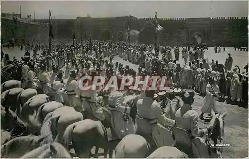 Moderne Karte Scenes et types sa majeste le sultan du maroc a meknes Militaria