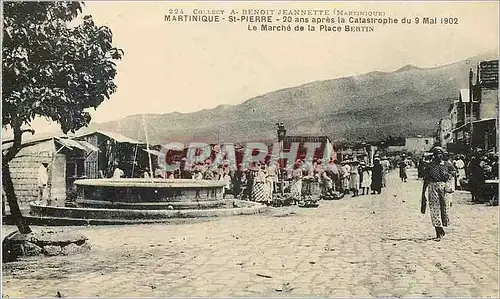 Ansichtskarte AK Martinique st pierre 20 ans apres la catasrtophe du 9 mai 1802 le marche de la place bertin