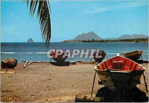 Moderne Karte Martinique L'anse figuier Barques de peche au fond le Diamant
