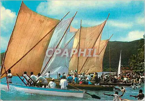 Cartes postales moderne Martinique Course de yoles au Marin depart d'une course a la misaine