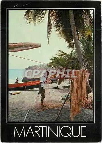 Cartes postales moderne Martinique Pecheur reparant ses filets a Anse d'Arlet