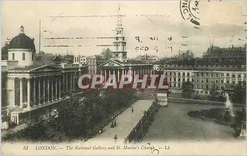 Cartes postales London the national gallery and st martin's chuch