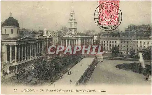 Cartes postales London the national gallery and st martin's church