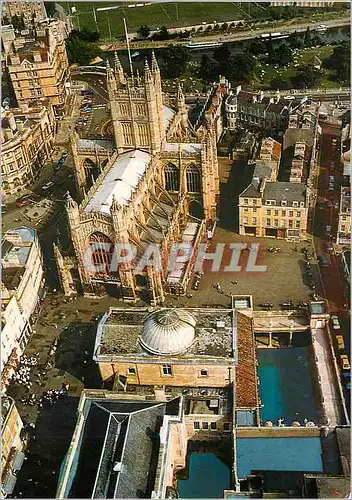 Cartes postales moderne Bath Aerial view of the Roman Baths Pump Room and Abbey