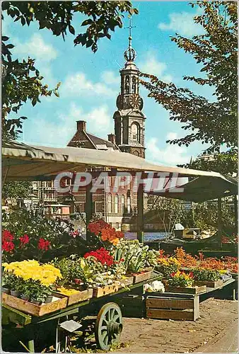 Ansichtskarte AK Amsterdam Holland Le marche aux fleurs sur Singel sour le vieux clocher de la Tour de la Monnaie