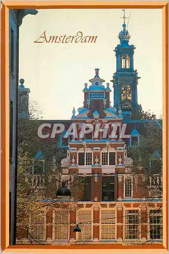 Cartes postales Amsterdam Un des plus beaux frontons sur le Herengracht avec l'Eglise de l'Ouest a l'arriere-pla
