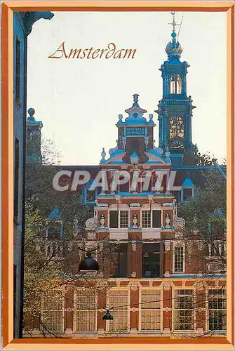 Cartes postales Amsterdam Un des plus beaux frontons sur le Herengracht avecl'Eglise de l'Ouest a l'arriere-plan