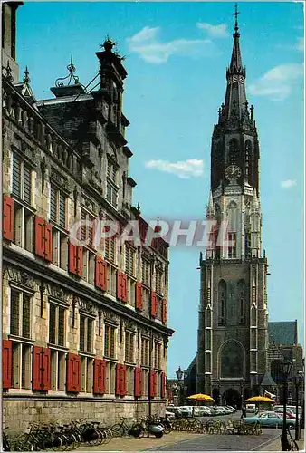 Cartes postales moderne Holland Delft Stadhui en de Nieuwe Kerk