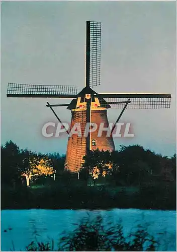 Moderne Karte Kinderdijk Holland Moulin a vent