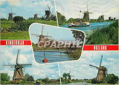 Moderne Karte Kinderdijk Holland Moulin a vent