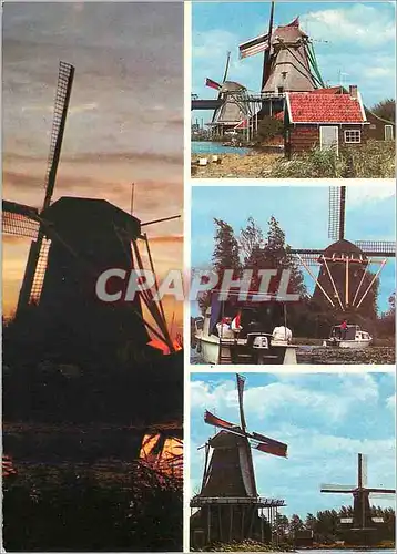 Moderne Karte Molens Dutch Windmills Moulin a vent