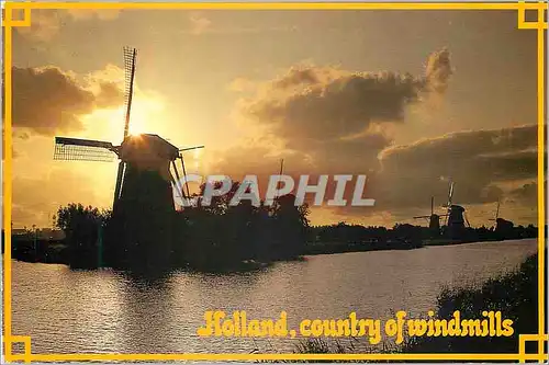 Moderne Karte Holland country of windmills Moulin a vent