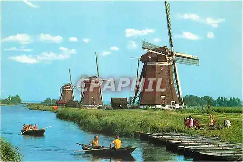 Moderne Karte Leidschendam Holland Stepwise pumping mills of the Driemanspolder Moulin a vent