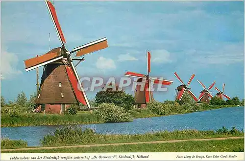 Cartes postales moderne Kinderdijk Holland Drainage mills of the Kinderdijk complex polder The Overwaard Moulin a vent