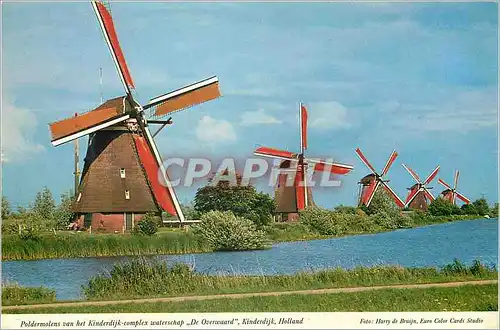 Moderne Karte Kinderdijk Holland Drainage mills of the Kinderdijk complex polder The Overwaard Moulin a vent