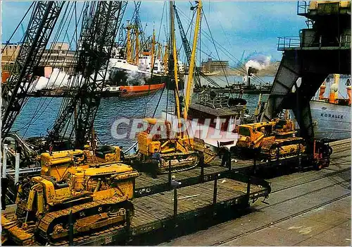 Moderne Karte Rotterdam Vue au port Bateaux Bulldozers