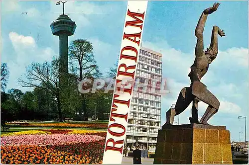 Cartes postales moderne Rotterdam Holland Euromast Zadkine Monument