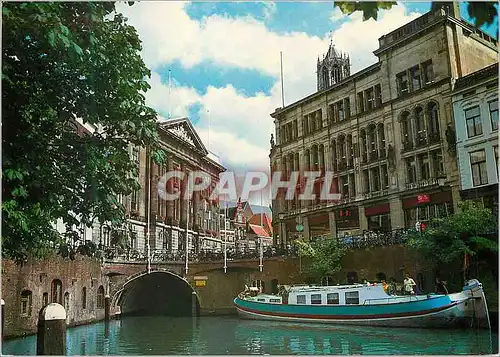 Moderne Karte Utrecht Holland Oudegracht met stadhuis