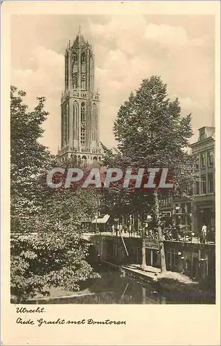 Moderne Karte Utrecht Oude Gracht met Domtoren