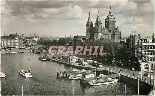 Cartes postales moderne Amsterdam C Prins Hendrikkade met St Nicolaskerk