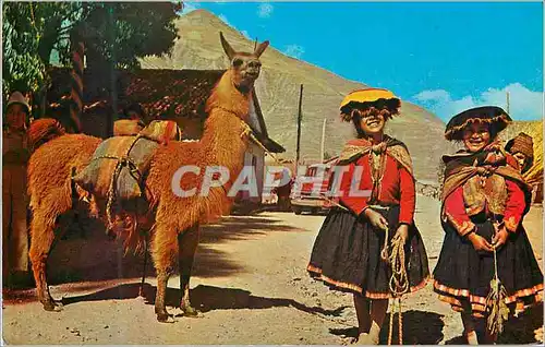 Cartes postales moderne Pisac Peru Native girls on the way to the market