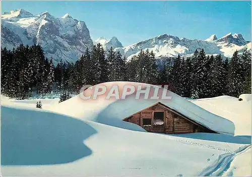 Moderne Karte Am Hasliberg Wetterhorngruppe Monch Eiger Schwarzhorn