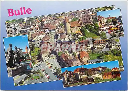 Cartes postales moderne Suisse Bulle en Gruyere la ville le marche et le musee