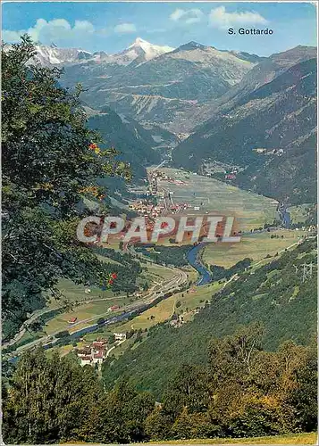 Moderne Karte Panorama Ambri Piotta con S Gottardo