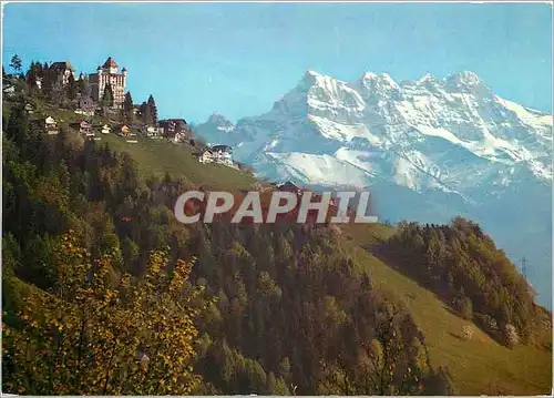 Cartes postales moderne Schweiz Caux sur Montreux et les Dents du Midi Centre mondial pour le Rearment moral