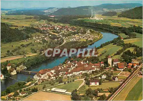 Cartes postales moderne Hohentengen mit Schloss Rotteln und schweizerischem Rheinufer und Kaiserstuhl