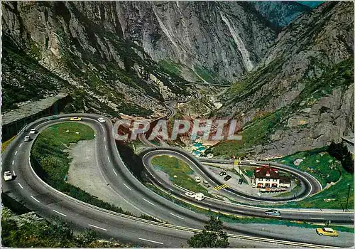 Cartes postales moderne St Gotthard Pass Route du S Gotthard au dessus de Goschenen