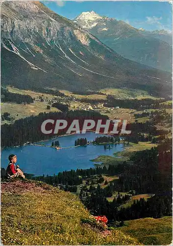 Cartes postales moderne Lenzerheide Valbella Heidsee mit Piz Michael