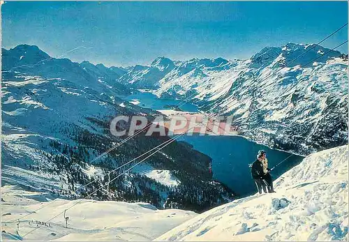 Cartes postales moderne Silvaplans Corvatsch Giand alva Skilift mit Oberengadiner