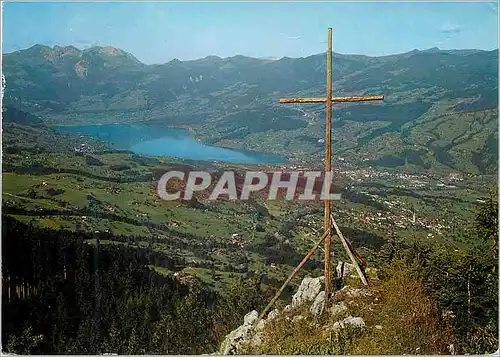 Cartes postales moderne Ausblick Schwendifluh auf Obwalden und Sarnersee