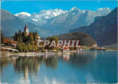 Moderne Karte Brienz mit Kirche Gwachtenhorn Tierberge und Benzlauistock