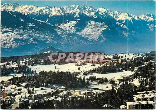 Cartes postales moderne Les deux Stations du Haut Plateau et les Alpes valaisanns vues de la Tour de Super Crans