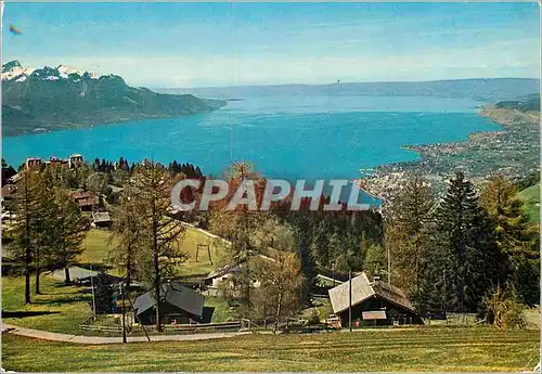 Cartes postales moderne Caux vue generale du lac Leman avec Montreux et Vevey