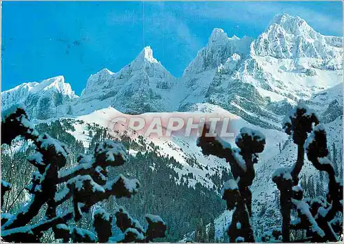 Moderne Karte Lumieres et couleurs en Valais Les Dents du Midi vues de Champery