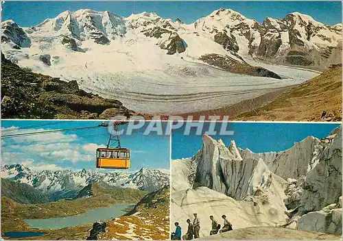 Moderne Karte Die Berninagruppe von der Diavolezza aus Piz Cambrena Piz Palu Piz Bernina Piz Morteratsch