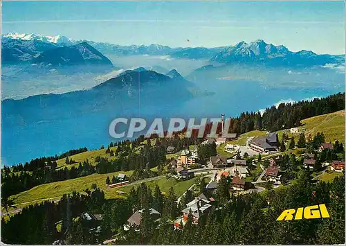 Moderne Karte Rigi Kaltbad mit Berner Alpen Stanserhorn Burgenstock Pilatus und Vierwaldstattersee