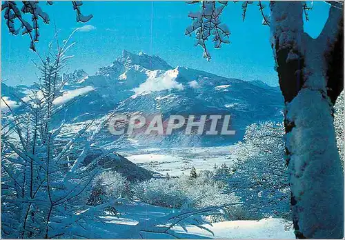 Cartes postales Sur la route d Ollon a Villars Feerie hivernale et vue sur les Dents du Midi et la vallee du Rho