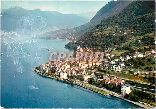 Ansichtskarte AK St Gingolph Suisse Vue generale aerienne et les Alpes Vaudoises