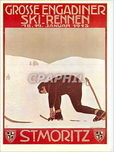 Moderne Karte Plakat fur Verkehrsverein St. Moritz Ski