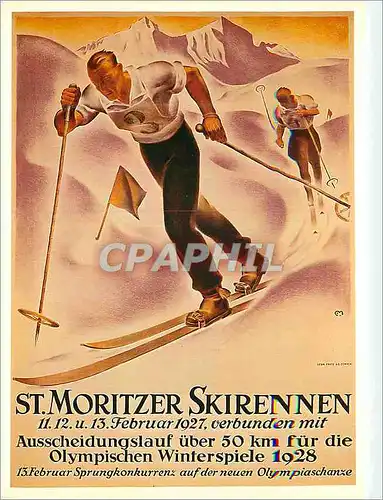Moderne Karte Plakat fur Verkehrsverein und Skiclub St. Moritz Ski