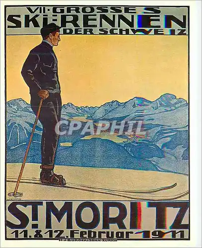 Moderne Karte Plakat fur Verkehrsverein St. Moritz Ski