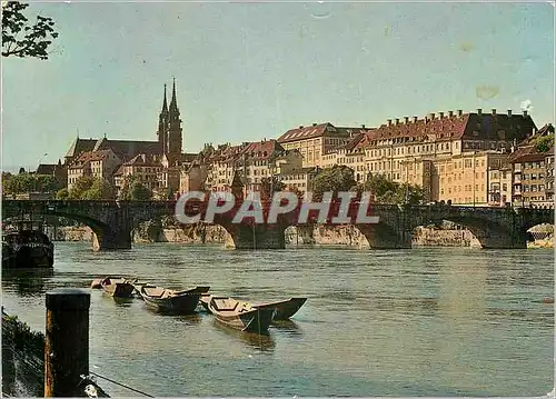 Cartes postales moderne Pont du milieu avec panorama du Rhin Basel