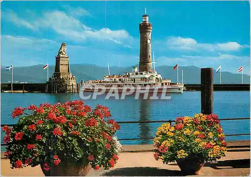 Cartes postales moderne Hafeneinfahrt Bateau Lindau